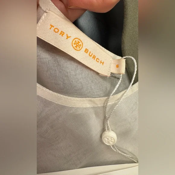 NWT Tory Burch Scalloped Shell Sleeveless Blouse Top Women's 4 Black White - Picture 4 of 6